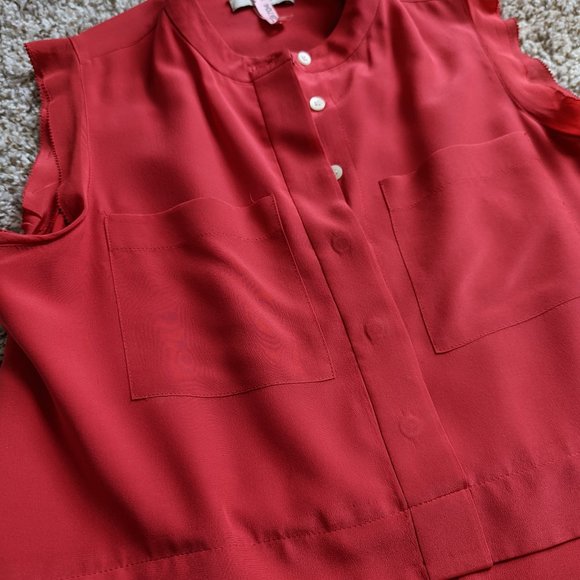 Madewell Silk Sleeveless Oversized Loose Half Button Up Dress w/ POCKETS - Picture 3 of 5